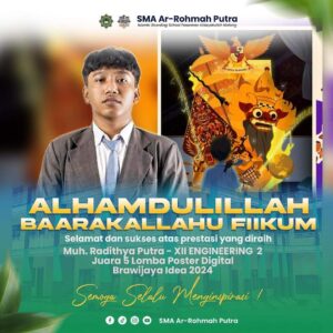 M. Radithya Putra, santri SMA Ar-Rohmah Putra Raih Juara Lomba Poster Brawijaya International Design Exhibition 2024.