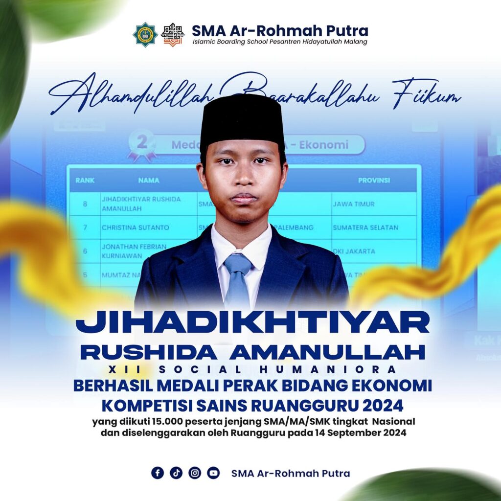 Santri SMA Ar-Rohmah Putra Raih Medali Perak Kompetisi Sains Ruangguru 2024