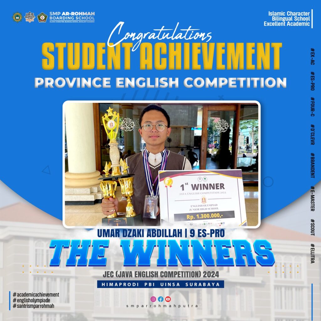 Keren! Santri SMP Ar-Rohmah Putra Juara 1 Java English Competition 2024