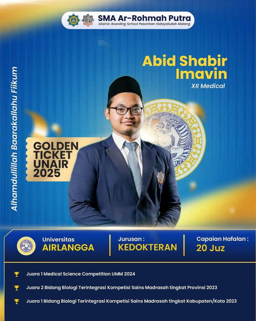 Hafal Al-Qur'an, Abid Shabir Raih Golden Ticket Kedokteran Unair 1 Hafal Al-Qur'an, Abid Shabir Raih Golden Ticket Jurusan Kedokteran
