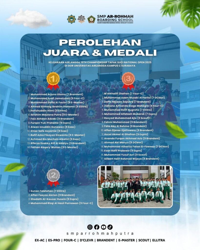 Hebat! Santri SMP Ar-Rohmah Putra Raih 14 Medali Emas Kejuaraan Tapak Suci Nasional 2025 10 Santri Ar Rohmah Putra Juara Tapak Suci Nasional