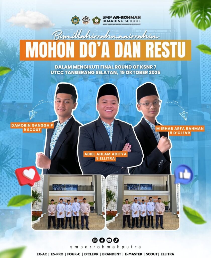 Tiga Santri SMP Ar-Rohmah Putra Tembus Final Nasional KSN-R 7 di Universitas Terbuka 12 Doa Restu SMP