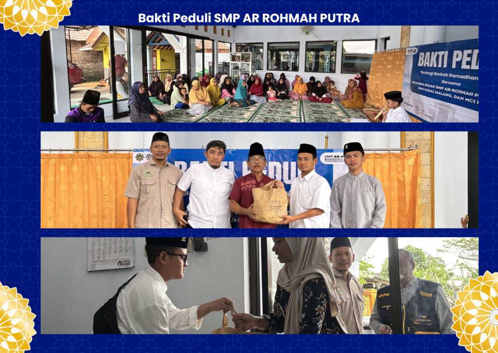 Kartu Ucapan Ramadan Kareem Modern Ornamen Biru Tua Kuning